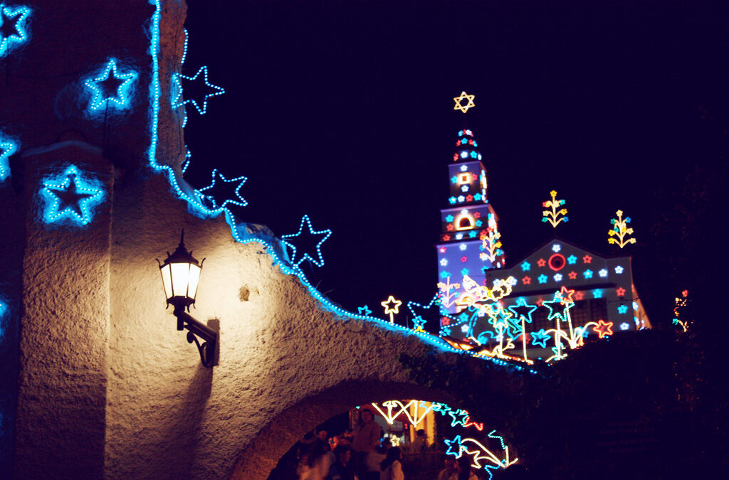 Monserrate with Christmas lights