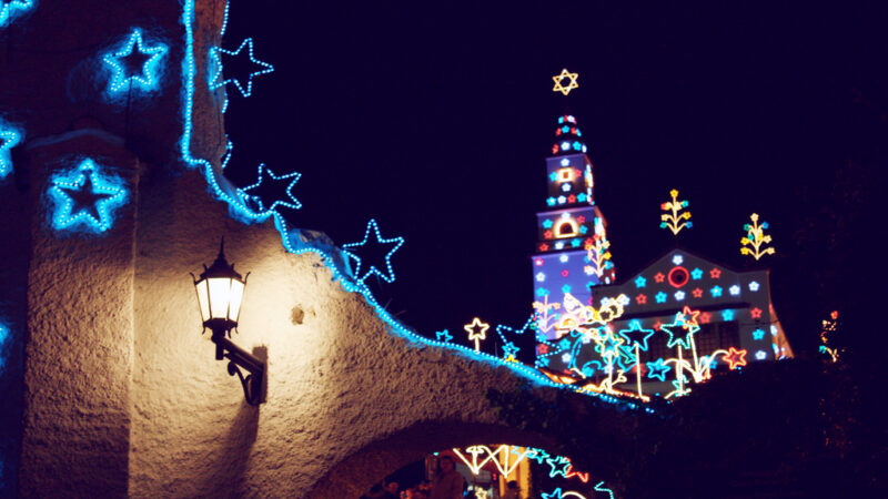 Monserrate with Christmas lights