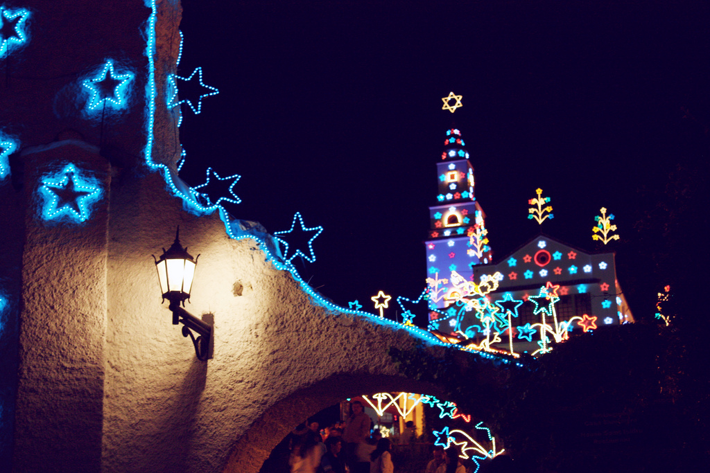 Monserrate with Christmas lights
