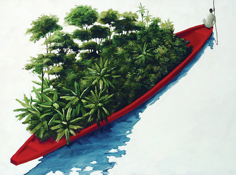Surreal scenes draw attention to many issues facing Colombia, such as ecological preservation and forced displacement.
