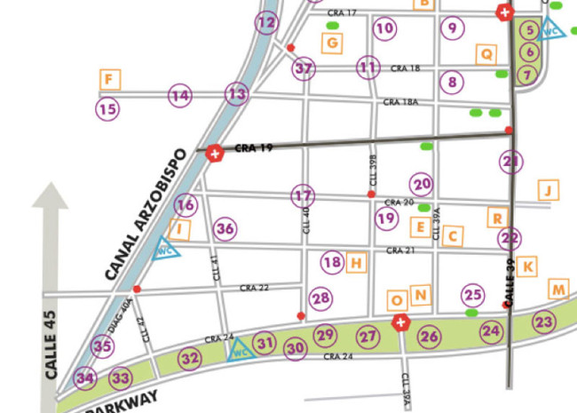 Map of the events of the Noche en Blanco.