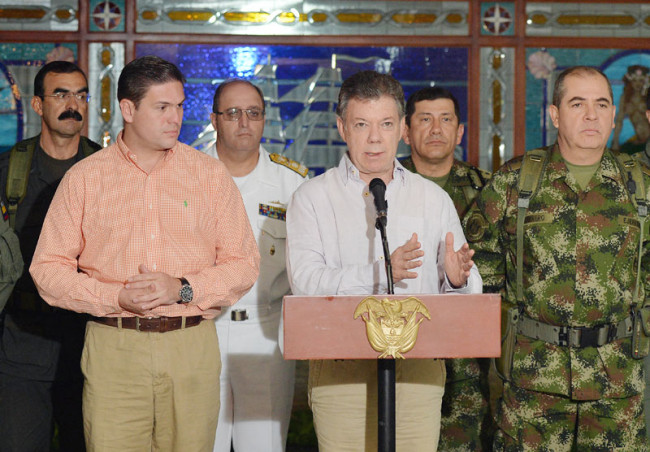 President Santos news conference on the slow process in Havana, Cuba.
