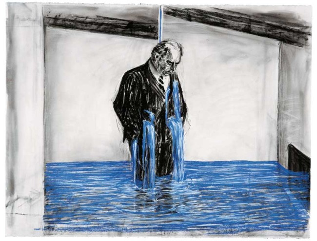 Painting by William Kentridge on exhibit in Bogotá.