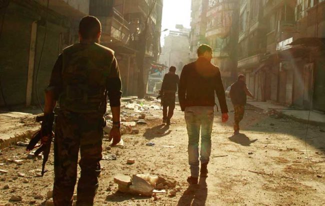 Syrian rebel fighters in Aleppo.
