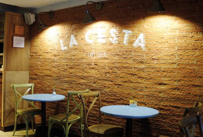 The interior of La Cesta café in Bogotá.