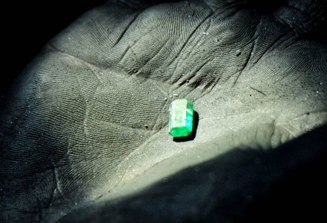 Emeralds mined in Muzo, Colombia