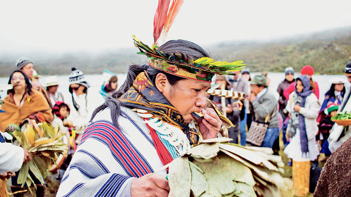 Gathering of indigenous leaders from across Colombia to honor Mother Earth in the Sumapaz wetlands. Photo: Eden Krsmanovic