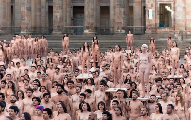 Photographer Spencer Tunick shot this photo in Bogotá, Colombia last week.