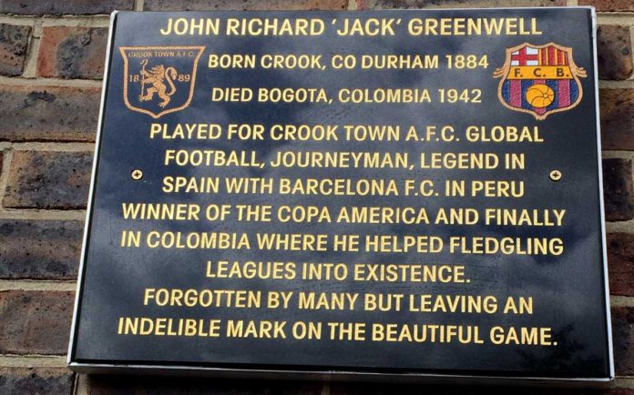 A memorial to Jack Greenwell in his hometown in England