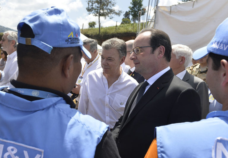 French president François Hollande visits FARC demobilization camp
