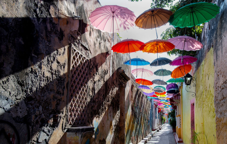 Big Picture: The umbrellas of Calle Angosto in Cartagena