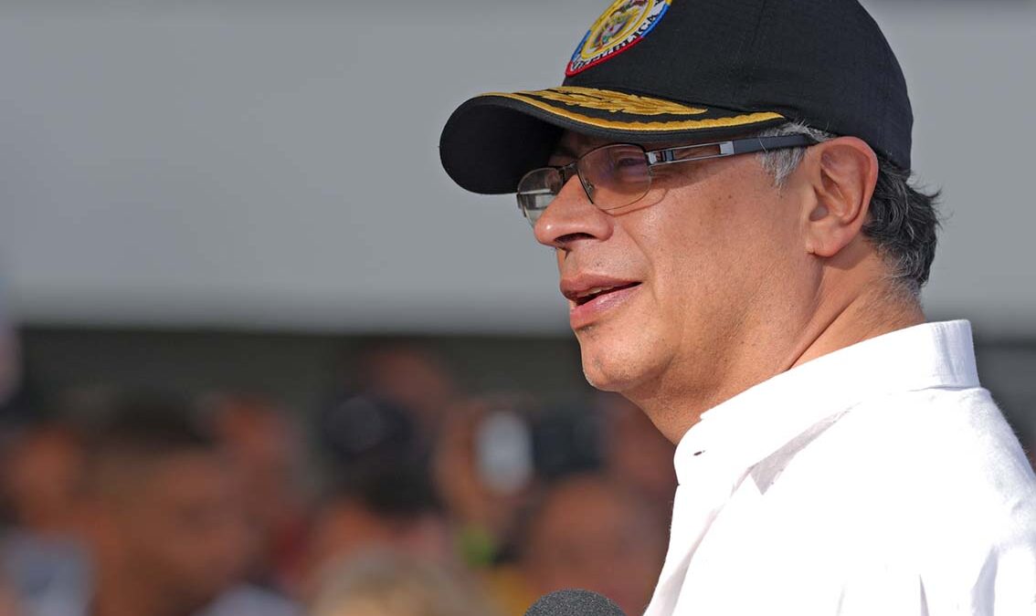 President Gustavo Petro in San Andrés on the day of the kidnapping of 79 Colombian policemen. Photo: Presidencia