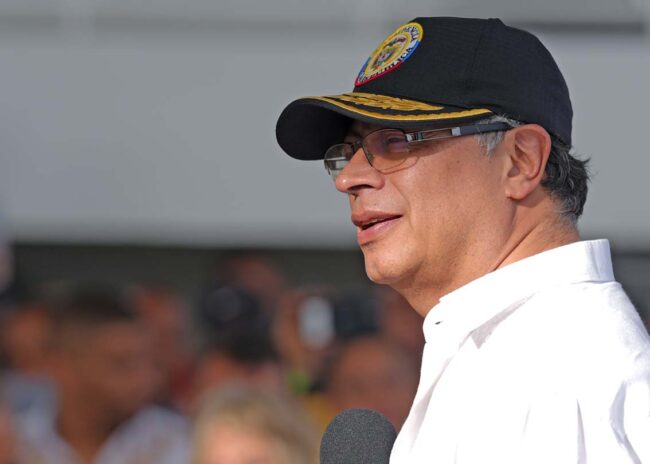 President Gustavo Petro in San Andrés on the day of the kidnapping of 79 Colombian policemen. Photo: Presidencia