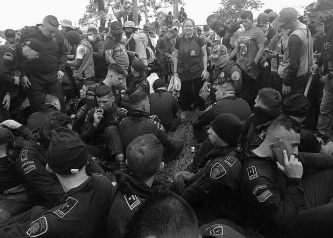 Colombian police are taken hostage by a farming collective in San Vicente del Caguán.