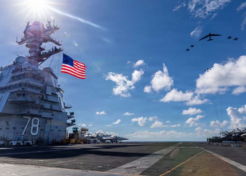 USS Gerald R. Ford is in the Caribbean, placing U.S. naval airpower within rapid range of Venezuela. Photo: Handout/SOUTHCOM