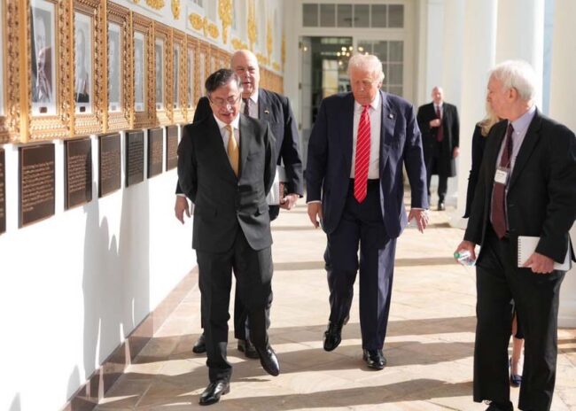 Colombian President Gustavo Petro and U.S President Donald Trump inside the White House. Photo: The White House