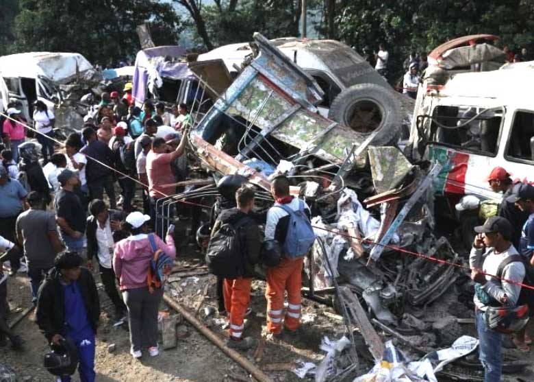 Carnage along the Pan-American highway after FARC dissidents detonated a bomb killing at least 20 civilians on Saturday. Photo: X